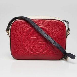 Gucci Red/White/Blue Leather Soho Disco Shoulder Bag